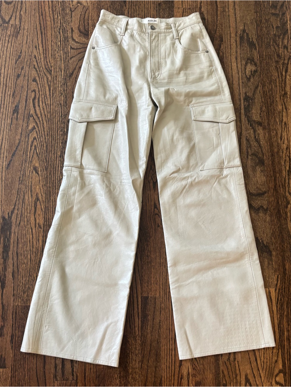 AGOLDE high waisted Recycled Leather Minka Cargo pants size 25 flaws